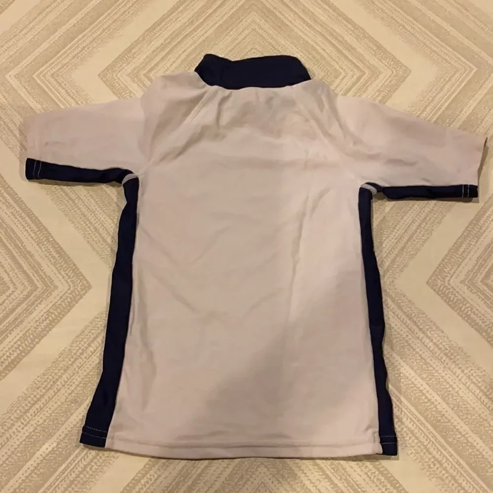 POLO by Ralph Lauren Boys Blue & White Swim Rash-guard Size 4/4T
